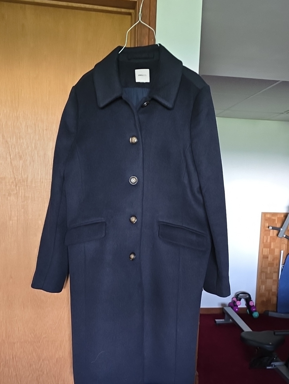 Classic Women's Navy Wool-Blend Long Coat